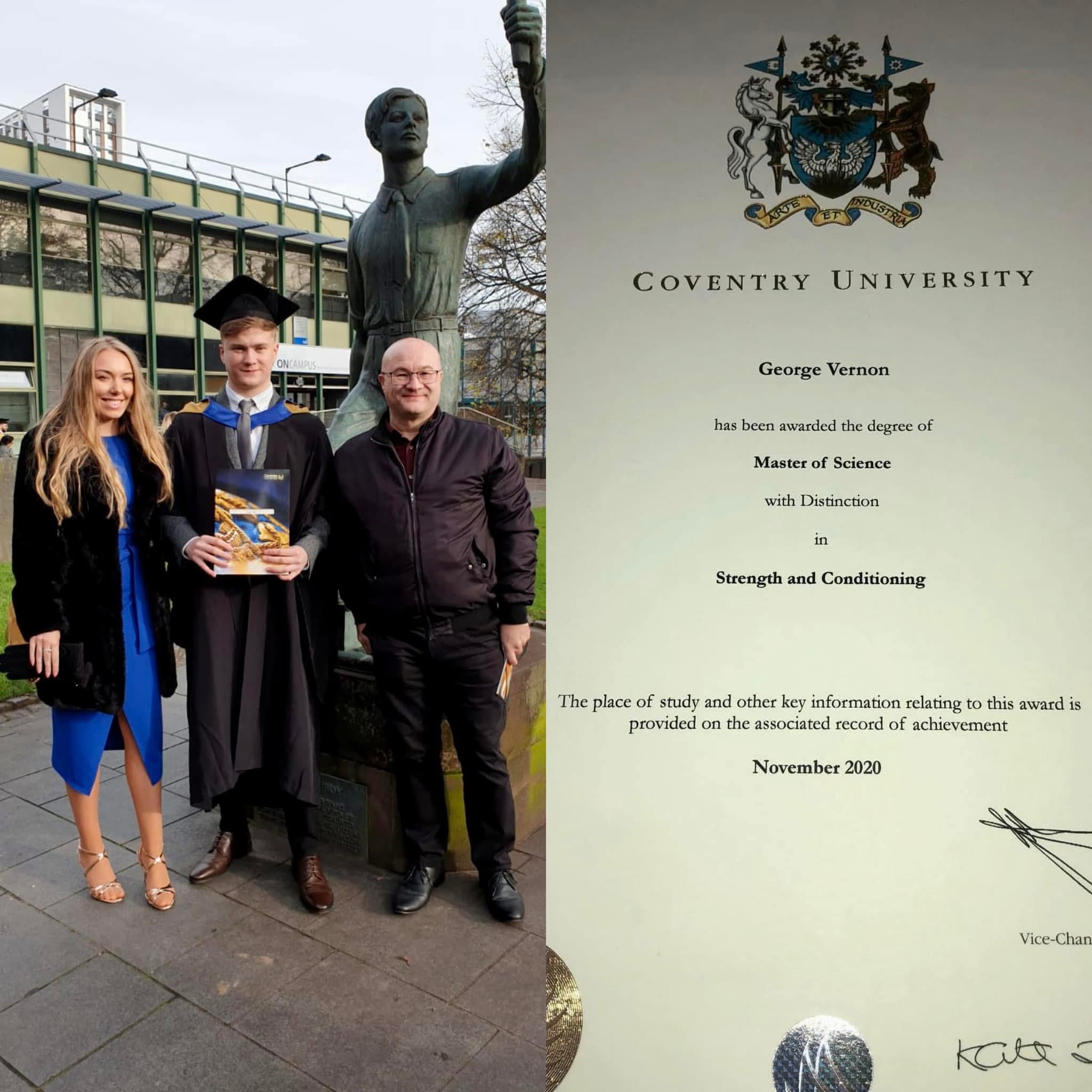George Vernon, sports science degree