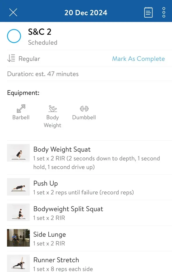 Personalised training with video guidance